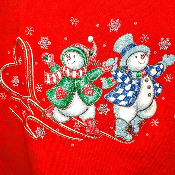 Vintage 90s Y2K Christmas Snowman Sweatshirt Women's Size Large - Picture 2 of 5